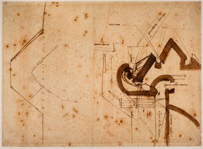 Plan over et bolværk til Retfærdighedsporten af Michelangelo Buonarroti