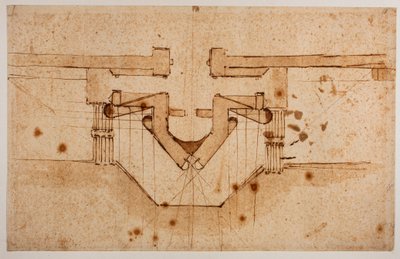 Projekt til befæstning af en port, 16. århundrede (tegning) af Michelangelo Buonarroti