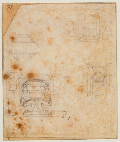 Studier af gravmonumenter til det nye sakristi af Michelangelo Buonarroti