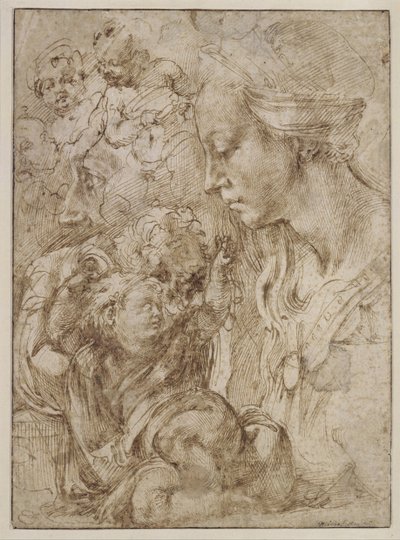 Studier for en hellig familie med Johannes Døberen som barn, 1505 af Michelangelo Buonarroti