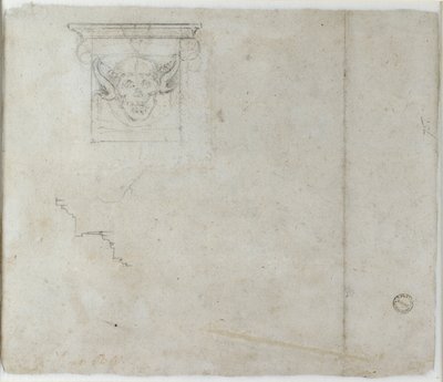 Studier af arkitektoniske detaljer og en grotesk maske, c1490-1560 af Michelangelo Buonarroti