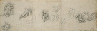 Studier af en sovende apostel og andre skikkelser, 1500-tallet af Michelangelo Buonarroti