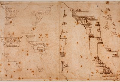 Studier af arkitektoniske elementer af Michelangelo Buonarroti