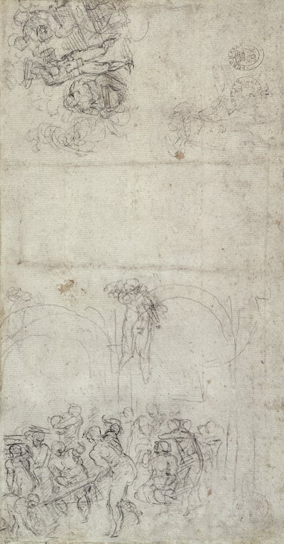 Study for The Last Judgment (pen og blyant på papir) (verso) af Michelangelo Buonarroti