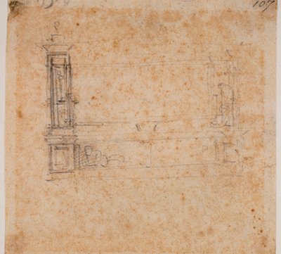 Undersøgelse af dobbelt gravvæg til det nye sakristi af Michelangelo Buonarroti