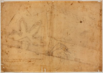 Studie af figur af anden hånd og håndskrevet inskription af Michelangelo Buonarroti