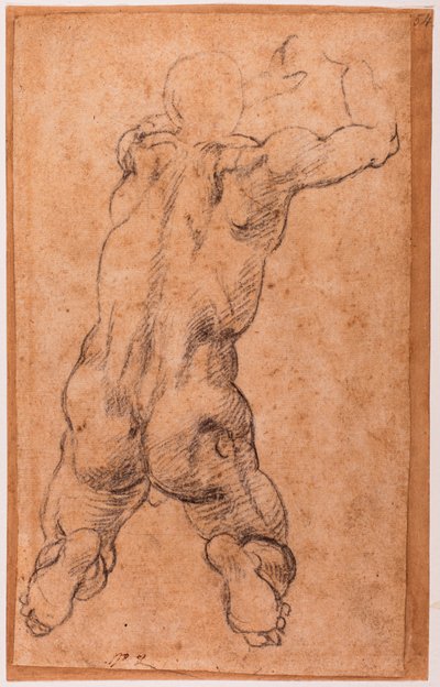 Studie af knælende mandlig nøgen. af Michelangelo Buonarroti