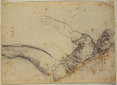 Studie af ikke-autografisk figur og indskrift af Michelangelo Buonarroti