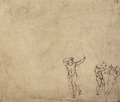 Studie af nøgne figurer: tegning af Michelangelo. Casa Buonarroti, Firenze af Michelangelo Buonarroti