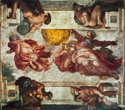 Skabelsen af Solen, Månen og Planterne af Michelangelo Buonarroti