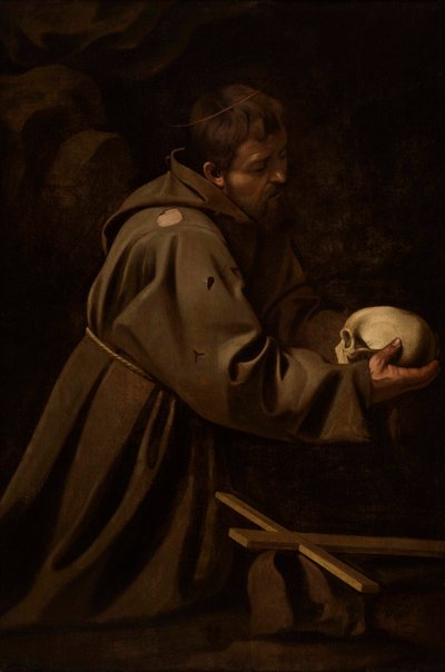 Saint Francis in Meditation, ca 1606. af Michelangelo Caravaggio