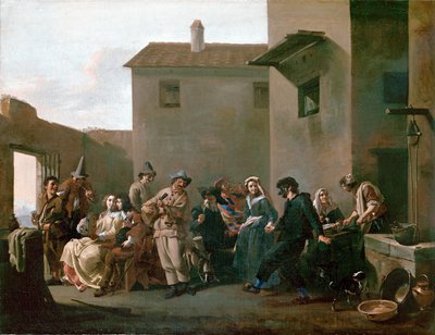 Dance at the Trattoria ... (olie på lærred) af Michelangelo Cerquozzi