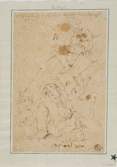 To bønder med æsel af Michelangelo Cerquozzi