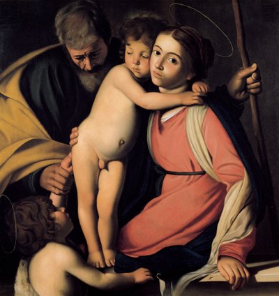 Den hellige familie med Johannes Døberen som dreng, begyndelsen af det 17. århundrede. af Michelangelo Merisi Caravaggio