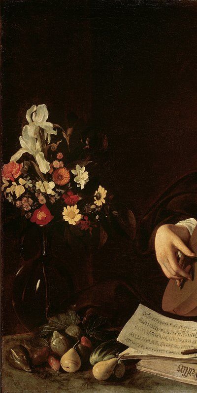 Lutespilleren, ca. 1595 (detalje af 2639693) af Michelangelo Merisi Caravaggio