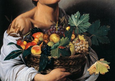 Dreng med en kurv med frugt, detalje af Michelangelo Merisi da Caravaggio