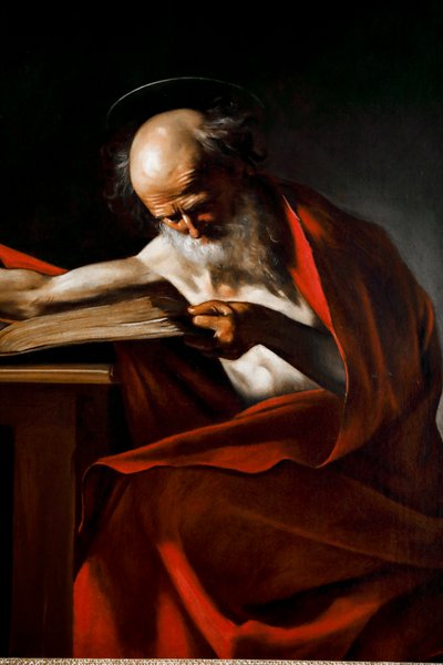 Saint Girolamo 1605 - 1606, Olie på lærred. af Michelangelo Merisi da Caravaggio