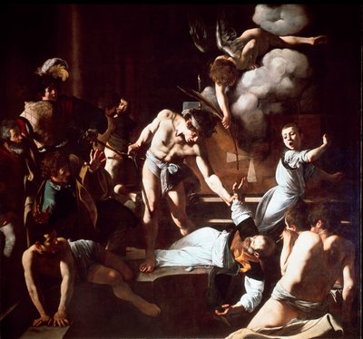 The Martyrium of St. Mathieu Maleri af Michelangelo Merisi da Caravaggio kaldet The Caravaggio (1571-1610) 1600 Søn. 323 x 343 cm Kapel Contarelli, San Luigi dei Francesi (San Luigi dei Francesi-kirken), Rom af Michelangelo Merisi da Caravaggio