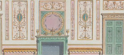 Indvendig dekoreret væg med døre og pejs, nr. 344-350..., 20. marts 1785. af Michelangelo Pergolesi