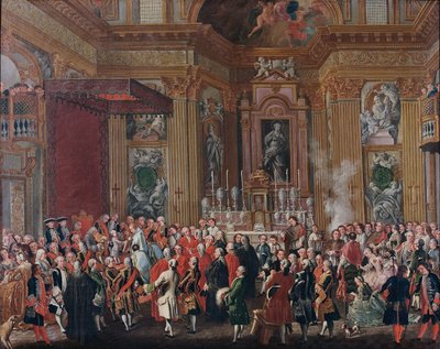 "Ferdinand IV tages i ed som konge af Napoli". af Michele Foschini