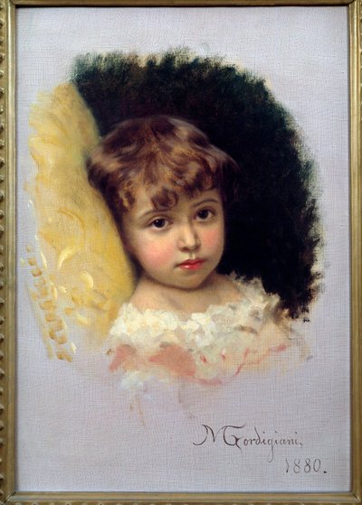 Børneportrætmaleri af Michel Gordigiani (1830-1909) 1880 Firenze, Museum of Modern Art af Michele Giordigiani