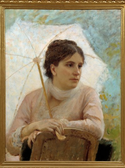 Portræt af Gabriella Coujere, kunstnerens kone. Maleri af Michele Gordigiani (1830-1909) af Michele Giordigiani