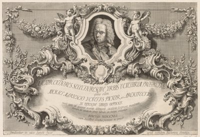 Udsigt over Venedig: Frontispice - Titelside, 1741. af Michele Marieschi