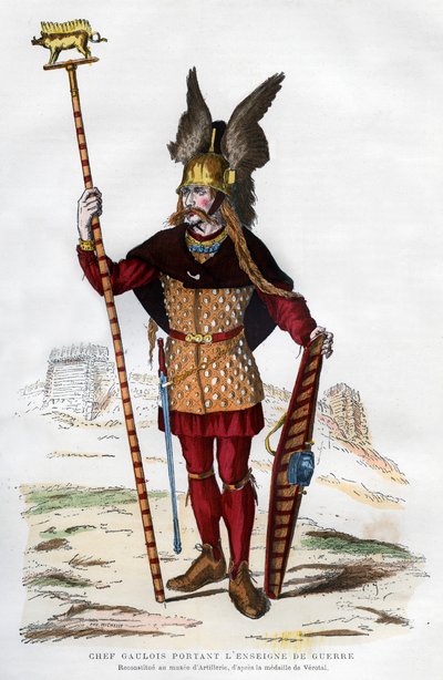 Galliens høvding i kampdragt med standard, 1882-1884. af Michelet
