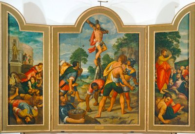 Den hellige Philips martyrium (olie på lærred) af Michiel I Coxie or Coxcie