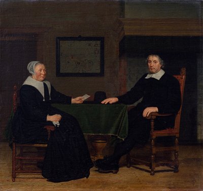 Portræt af Adriaen Corver og hans kone Rijckje Theulingh. af Michiel van Musscher