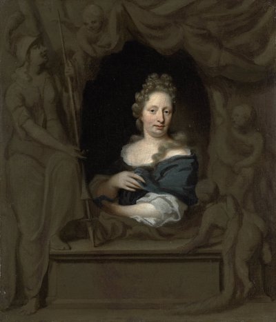 Portræt af Eva Visscher, Michiel van Musschers hustru af Michiel van Musscher