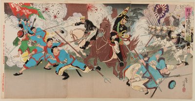 Stort slag ved Pyongyang i den kinesisk-japanske krig, september 1894 af Migita Toshihide