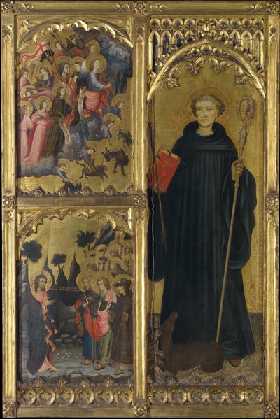 Saint Giles med Kristus triumferende over Satan og apostlenes mission, ca. 1408. af Miguel Alcaniz