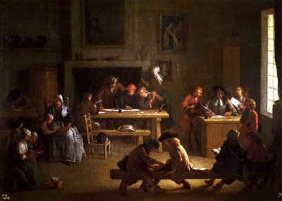 Interiør af en skole af Miguel Angel Houasse