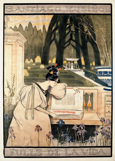 Plakatpræsentation af "Livets sider", serie af litografier, der illustrerer digte i prosa af Santiago Rusinol y (i) Prats (1861-1931) af Miguel Utrillo