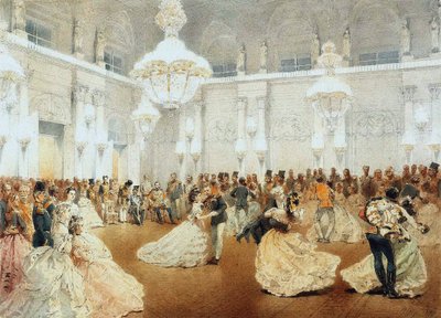 Bal i Koncertsalen i Vinterpaladset under det officielle besøg af Nasir al-Din Shah i maj af Mihaly von Zichy