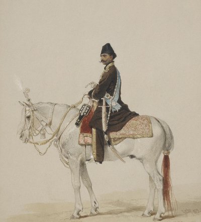 Ridesportræt af Naser al-Din Shah Qajar 1831-1896, 1873 af Mihaly von Zichy