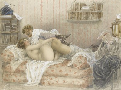 Erotisk scene af Mihaly von Zichy