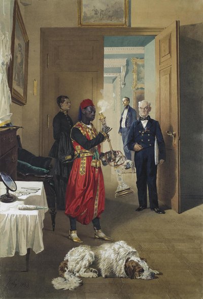 Foyer i det store palads i Tsarskoye Selo, 1865 af Mihaly von Zichy