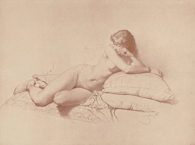 Studie af en tilbagelænet kvindelig nøgen, 1885 af Mihaly von Zichy