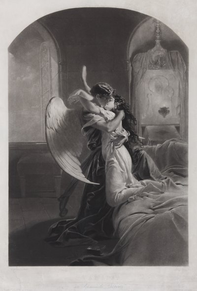 Tamara og Dæmon. Illustration til digtet Dæmonen af Mikhail Lermontov, ca. 1880 af Mihaly von Zichy