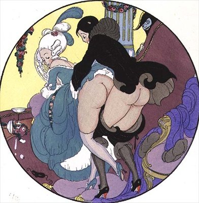 Teacher Assaulting His Pupil, tallerken 26 fra The Pleasures of Eros, pub. 1901 i Leipzig (heliogravure) af Mihaly von Zichy