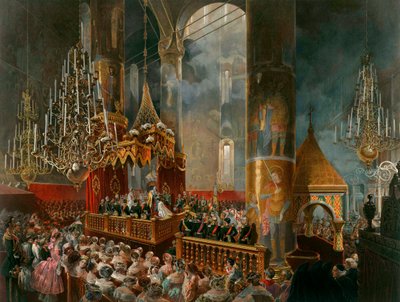 Kroningen af Tsarina Maria Alexandrovna af Rusland, Moskva, 1856. af Mihaly von Zichy