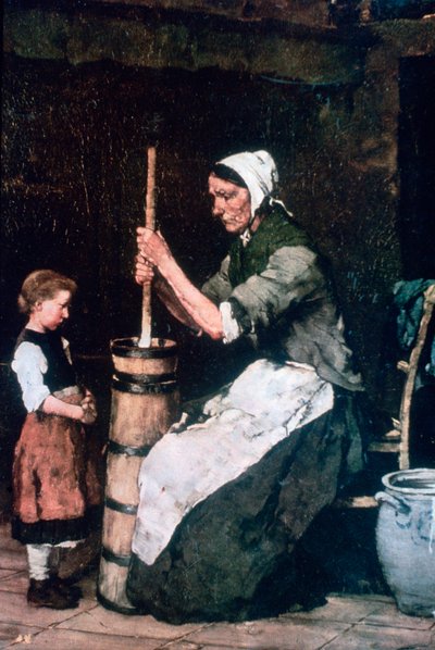 Kvinde ved Churn, c1864-1900 af Mihály Munkácsy