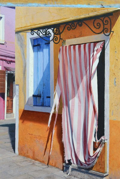 Colours of Burano (olie på panel) af Mike Briscoe
