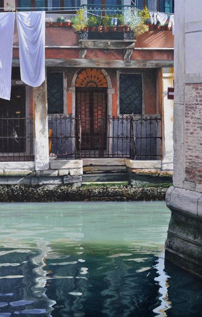 Early Morning Venice, 2019 (olie på panel) af Mike Briscoe