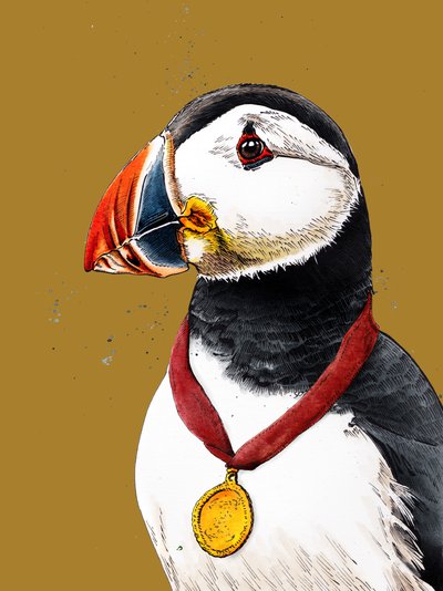 Tillykke Puffin med Golden Yellow, 2020 af Mike Davis