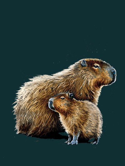 Capybaras på Deep Cyan, 2020 af Mike Davis