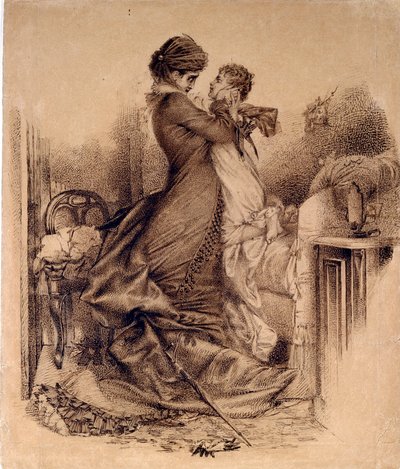 Anna Karenine avec son fils - Illustration til romanen "Anna Karenine"" af Leon Tolstoy af Mikhail Aleksandrovich Vrubel