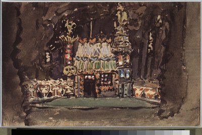 Forberedende indretning til operaen "Hansel og Grete" af Engelbert Humperdinck (1854-1921) (Scenedesign til operaen Hansel And Gretel) - Oeuvre de Mikhail Alexandrovich Vrubel (Vroubel) (1856-1910), farveblyant, aquarelle et gouache på papir af Mikhail Aleksandrovich Vrubel